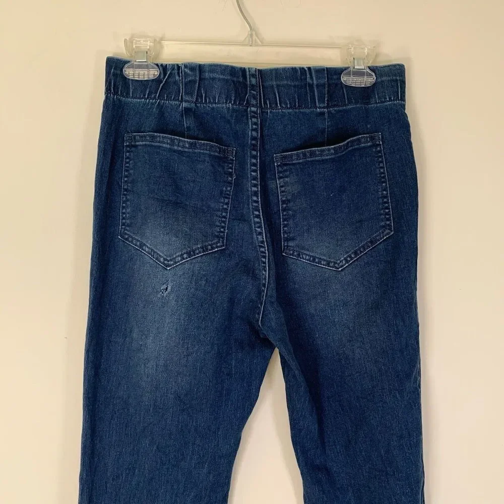 Newbury Kustom Jeans Women’s Medium Blue Medium Wash Pull On Distressed